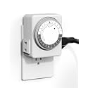 HBN Indoor Outlet Timer, 24 Hour Mechanical Plug with Dual Outlets