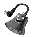 HBN Outdoor Light Timer, Dusk to Dawn Light Sensor Outlet,3 Grounded Outlet