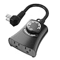 HBN Outdoor Light Timer, Dusk to Dawn Light Sensor Outlet,2 Grounded Outlet