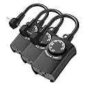 HBN Outdoor Light Timer Waterproof, Weatherproof Photocell Dusk to Dawn Light Sensor,2/4/6/8 Countdown Timer, 1 Grounded Outlet for Christmas Lights，Hallowen Deceration，1875W 15A 1/2HP (Pack of 3)