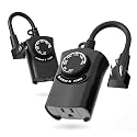 HBN Outdoor Light Timer Waterproof, Weatherproof Photocell Dusk to Dawn Light Sensor, 2/4/6/8 Countdown Timer, 1 Grounded Outlet for Christmas Lights，Hallowen Deceration，1875W 15A 1/2HP（2 Pack）