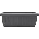 The HC Companies 30 Inch Venetian Rectangular Window Planter Box - Lightweight Plastic Indoor Outdoor Plant Pot with Drainage for Windowsill, Herbs, Flowers, Warm Gray (Pack of 5)