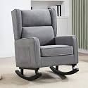 HCHAIRH Nursery Rocking Chairs, Modern Rocking Nursery Chair for Mom Nursery Rocker with High Backrest and Solid Wood Legs, Dark Grey