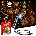 HD Christmas Scene Projector with 10 Festive Scenes, Plug and Play HD Christmas Projector, 5D Holographic Night Light Projector, No Wifi or App Needed, Auto Shut-Off，6pcs