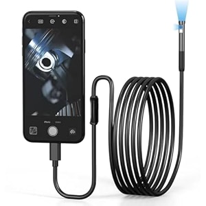 hd endoscope camera with light camera with light  1080p hd borescope inspection camera with 6 led lights 98ft semi-rigid cable ip67 waterproof for android iphone amp ipad