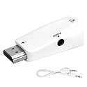HD Multimedia Interface to VGA Converter, Plug and Play with Integrated Audio Output, for PC Laptop Projector DVD PS3 (White)
