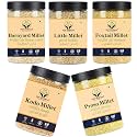 HDC Siridhanya Unpolished Whole Grain Millets Combo Pack | Foxtail | Kodo | Little | Barnyard | Proso | Naturally Gluten-Free | High Fibre | Rich in Protein | No Preservatives (500g x 5 Incl. Jars)