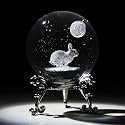 60mm 3D Easter Bunny Crystal Ball Paperweight with Stand Gift For Women
