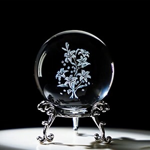 hdcrystalgifts 3d engraving crystal decorative ball lilies flowers figurine collection glass full sphere decor keepsakes for christmas anniversary