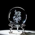 HDCRYSTALGIFTS 3D Engraving Crystal Decorative Ball Lilies Flowers Figurine Collection Glass Full Sphere Decor Keepsakes for Christmas Anniversary