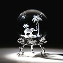60mm 3D Tropical Elephant Crystal Ball Paperweight with Stand,Clear