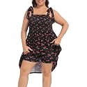 HDE Womens Plus Size Romper Tie Strap Dress with Built in Shorts &amp; Pockets