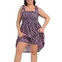 HDE Womens Plus Size Romper Tie Strap Dress with Built in Shorts &amp; Pockets