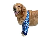 HDKUW Dog Elbow Protector for Calluses, Dog Joint Recovery Sleeve for Prevent Licking Wound, Elbow Sleeves with Mesh Pad for Medium Large Dogs (Blue Camouflage, XL)