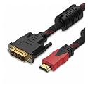 HDMI-Compatible to DVI 24+1 Braided Cable with +5 1080P HD Video Connection Computer M>oni>tor TV Projector Converter(5m)