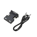 HDMI-Compatible Female to VGA Male Converter with 3.5mm Audio Cable for P;S/4 M>oni>tor Projector PC 1080P HD to VGA Adapter(Black Color)