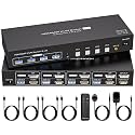 HDMI Displayport KVM Switch 4 Computers 2 Monitors 4K 60Hz 2K 120Hz 4 Port Dual Monitor KVM Switches for 4PC Share Four USB Device Support Copy and Extend Mode Includes Some Accessories