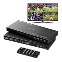 HDMI Multiviewer Switch 4x1 with PIP, PORTTA Quad Multi Viewer Seamless Switcher 4 in 1 Out with Toslink, 3.5mm Audio Output Support 1080p 60Hz, 6 Viewing Modes, Downscaler, Compatible with PS4 Xbox