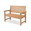 HDPE Outdoor Bench, Weatherproof Porch Bench with Cup Holders, Teak
