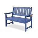 HDPE Outdoor Bench, Weatherproof Porch Bench with Cup Holders, Blue