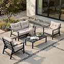 HDPE Patio Conversation Set 4 Seats, Outdoor Furniture Set, Patio Sofa Set
