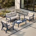 HDPE Patio Conversation Set 4 Seats, Outdoor Furniture Set, Patio Sofa Set