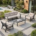HDPE Patio Conversation Set 5 Seats, Outdoor Furniture Set, Patio Sofa Set