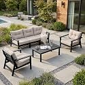 HDPE Patio Conversation Set 5 Seats, Outdoor Furniture Set, Patio Sofa Set