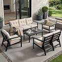 HDPE Patio Conversation Set 7 Seats, Outdoor Furniture Set, Patio Sofa Set