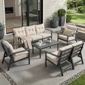 HDPE Patio Conversation Set 7 Seats, Outdoor Furniture Set, Patio Sofa Set