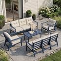 HDPE Patio Conversation Set 8 Seats, Outdoor Furniture Set, Patio Sofa Set