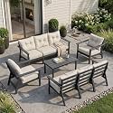 HDPE Patio Conversation Set 8 Seats, Outdoor Furniture Set, Patio Sofa Set
