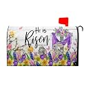 He is Risen Easter Cross Christian Mailbox Cover Magnetic Large Size 25x21in Religious Spring Lily Flower Decorative Mailbox Wrap Decals Easter Bunnies Rabbit Post Letter Box Cover for Garden Yard