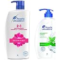 Head & Shoulders 2-In-1 Smooth & Silky Anti Dandruff Shampoo + Conditioner For Women & Men, 1L & Head & Shoulders Cool Menthol Anti Dandruff Shampoo 650 ML