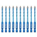Head Eccentric Drill Bit 3/16" 5mm - 10pcs Carbide Tipped Drill bit Masonry Drill Bit Sets for Porcelain Ceramic Tiles Glass Hard Plastic Cement/Granite etc