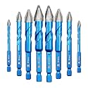 Head Eccentric Drill Bit 3/16"*2,1/4"*2,5/16"*2,3/8"*2,1/2"*2- Carbide Tipped Drill bit Masonry Drill Bit Sets for Porcelain Ceramic Tiles Glass Hard Plastic Cement/Granite etc