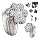 Head Shaver for Bald Men – 7D Floating rotary shaver, 5-in-1 Electric Razor for men with Magnetic Detachable Heads,IPX7 Wet Dry Waterproof Grooming Kit, Type-C Fast Charge LED Display for travel(Gray)