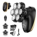 Head Shaver for Bald Men, Electric Shaver 7D Floating Magnetic Head Shaver, 5 in 1 Waterproof Electric Razor for Men IPX7 Wet Dry Beard Trimmer Type-C Fast Charge LED (Black)