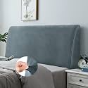 Headboard Slipcover Full, Stretchy Bed Headboard Cover, Dustproof Protector Cover for Upholstered Headboard, Velvet Soft Smooth Fabric (Grey)