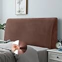 Headboard Slipcover for Queen Bed, Stretch Velvety Bed Headboard Cover, Dustproof Protector Cover for Upholstered Headboard, Velvet Fabric (Brown)