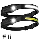 Headlamp Rechargeable (2-Pack), LED Head Lamp Flashlight, 230° Wide Beam Headband Light, 400 Lumen Super Bright, USB-C Rechargeable Lightweight Headlight for Running, Fishing, Hiking, Camping