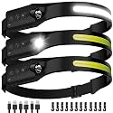 Headlamp Rechargeable (3-Pack), LED Head Lamp Flashlight, 230° Wide Beam Headband Light, 400 Lumen Super Bright, USB-C Rechargeable Lightweight Headlight for Running, Fishing, Hiking, Camping