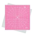 Headley Tools 12"x12" Rotating Cutting Mat, Self Healing Mat with 360-Degree Rotation & Anti-Slip Base, Sewing Board Cutting Mat Perfect for Fabric Quilting Leather Hobby Project，Pink