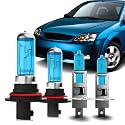 Headlight Bulbs Compatible With Ford Focus 2006-2007, 9007 High Low Beam + H1 Fog Lights Halogen Light Bulb Combo, Super Bright 6000K White, Plug and Play, Pack of 4