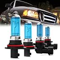 Headlight Bulbs Compatible With Ford Ranger 2001-2011, 9007 High Low Beam + 9145 Fog Lights Halogen Light Bulb Combo, Super Bright 6000K White, Plug and Play, Pack of 4