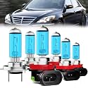 Headlight Bulbs Compatible With Hyundai Genesis 2009-2014, H7 High Beam + H11 Low Beam + H11 Fog Lights Halogen Light Bulb Combo, Super Bright 6000K White, Plug and Play, Pack of 6