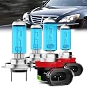 Headlight Bulbs Compatible With Hyundai Genesis 2009-2014, H7 High Beam + H11 Low Beam Halogen Light Bulb Combo, Super Bright 6000K White, Plug and Play, Pack of 4