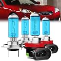 Headlight Bulbs Compatible With Hyundai Genesis Coupe 2010-2016, H7 High Beam + H11 Low Beam Halogen Light Bulb Combo, Super Bright 6000K White, Plug and Play, Pack of 4