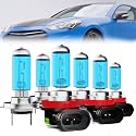 Headlight Bulbs Compatible With Hyundai Genesis Coupe 2013-2016, H7 High Beam + H11 Low Beam + H11 Fog Lights Halogen Light Bulb Combo, Super Bright 6000K White, Plug and Play, Pack of 6