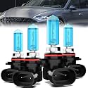 Headlight Bulbs Compatible With Hyundai Sonata 2016-2022, 9005 High Beam + 9005 Low Beam Halogen Light Bulb Combo, Super Bright 6000K White, Plug and Play, Pack of 4